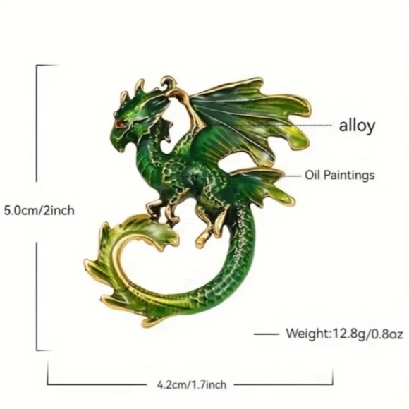 NIP Unique Dragon Pin Brooch in Either Blue or Green! You Pick 1! - Picture 4 of 5